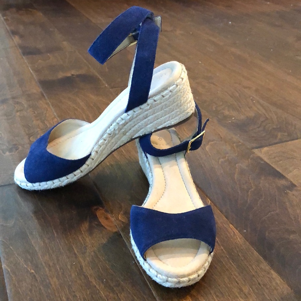 Lands End Sandals navy Wide Width